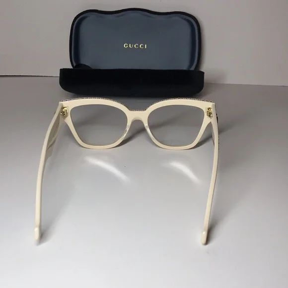 Gucci GG1424s Cream Crystal-Embellished Women's Glasses - Picture 6 of 12